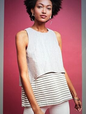 Anthropologie Layered and Striped Top by Sunday in Brooklyn Petites
